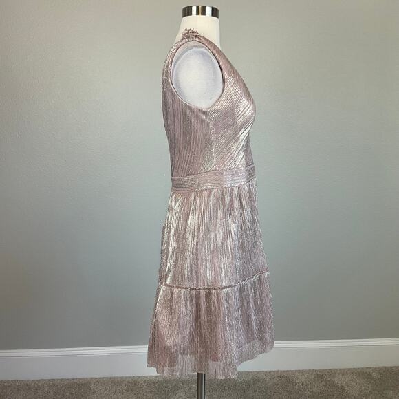 XSCAPE Women's Cocktail Dress Size 8 Pink Metallic Sleeveless Fit and Flare Mini - Picture 3 of 12